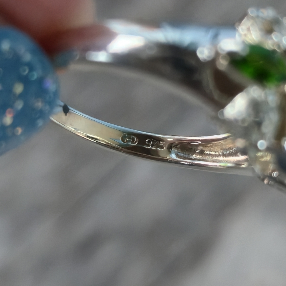 925 Sterling Silver Prasiolite Chrome Diopside White Topaz Designer Sz 9 Ring 💍 - Picture 10 of 16